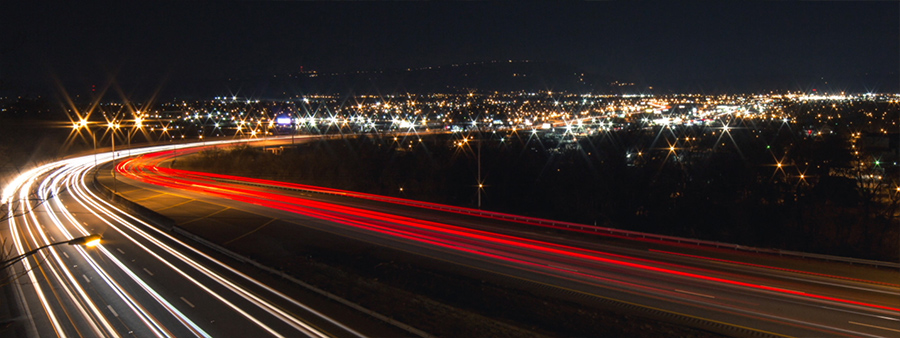 Long exposure of cars at night