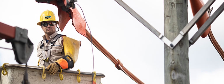 EPB Linemen working in bucket truck