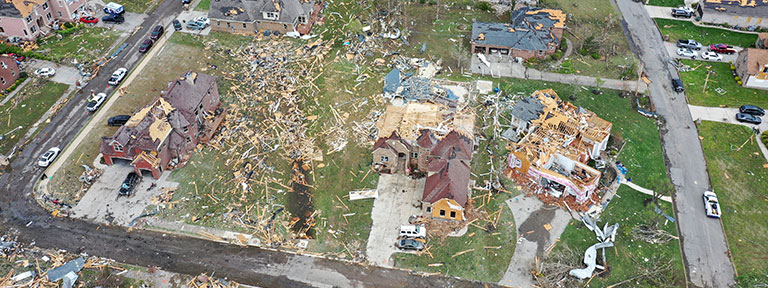 Aerial view of Tornado damage in Chattanooga, TN