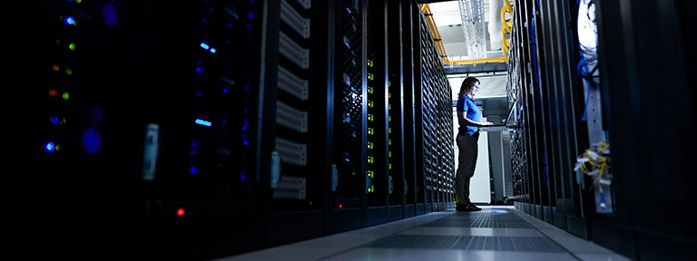 EPB employee working in server farm