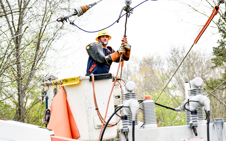 EPB Lineman working on power lines