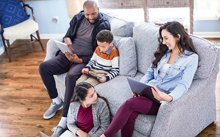 EPB Customer family using various internet connected devices