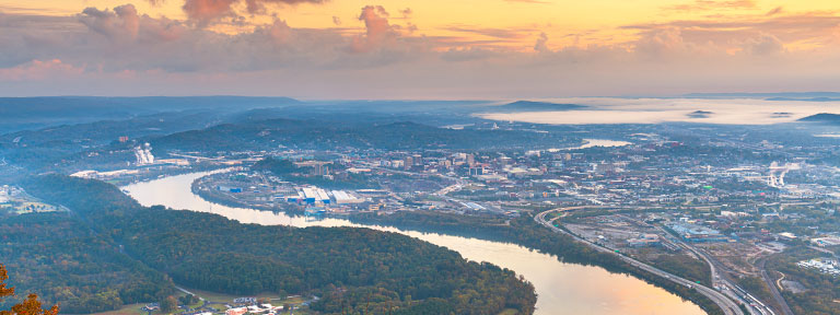 Landscape photo of Chattanooga and the TN River at Moccasin Bend